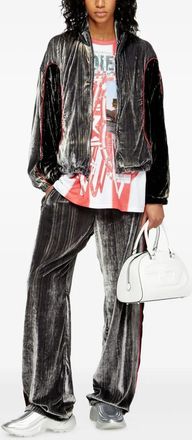 Diesel Womens Two-tone Velvet F-riffin Sweatshirt - Dark Grey Rayon - Size EU 42 (Womens)