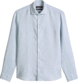 Marc O'Polo Langarmhemd MARC OPOLO, Herren, Gr. XXL, N-Gr, mulit, angels wings, Web, Obermaterial: 100% Leinen, normal, Manschette, Hemden Langarmhemd, shaped fit