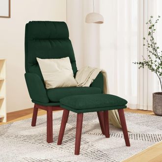 Nova Vidaxl Sill&oacute;n De Relax Con Reposapi&eacute;s Tela Verde Oscuro
