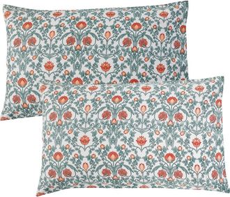 Melange Home Floral Cotton Pillowcase Set in Orange at Nordstrom Rack, Size Standard