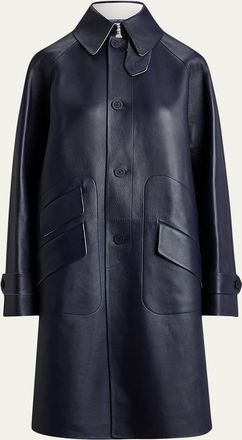 Ralph Lauren Collection Ottis Leather Single-Breasted Trench Coat