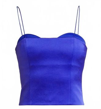 Alice & Olivia Ada Bustier Cropped Top In 0470 Royal Sea4