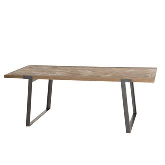 Macabane Mesa de comedor de abeto y metal de 220 cm