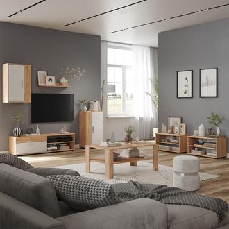 Vicco Conjunto De Sal&oacute;n Berno, Roble Dorado/blanco, Juego De 6 Piezas, Vicco