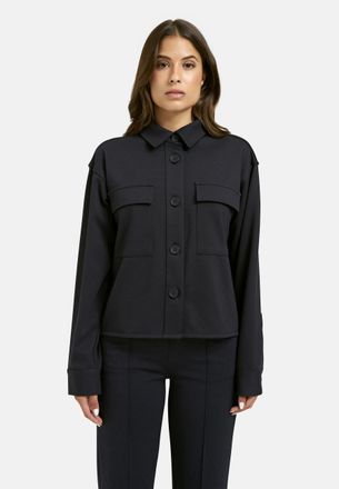 Smith & Soul Hemdjacke SMITH & SOUL, Damen, Gr. XXL, marine, Jersey, Obermaterial: 70% Polyester, 26% Viskose, 4% Elasthan, unifarben, h&uuml;ftlang, 1-Knopf-Manschette