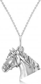 Allurez Horse Head Charm Pendant Necklace 14K White Gold
