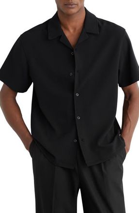 Reiss Cedric Camp Shirt in Black at Nordstrom, Size Xx-Large