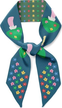 Centinelle Mushroom Floral Twilly Ribbon Scarf in Beige at Nordstrom