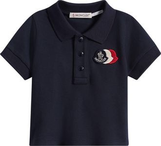 Moncler Kids Stretch Cotton Polo in Navy at Nordstrom, Size 12-18M