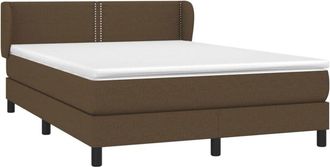vidaXL Cama Box Spring Con Colch&oacute;n Tela Marr&oacute;n Oscuro 140x200 Cm Vidaxl