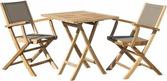 Macabane Mesa y sillas de jard&iacute;n de madera de teca y textileno 2 personas