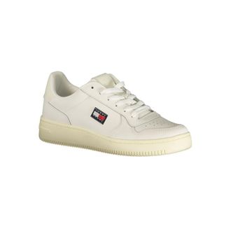 Tommy Hilfiger Logo-Appliqu&eacute; Leather Sneaker - White