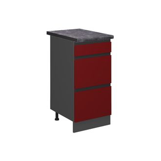Vicco Mueble Bajo De Cocina R-line, Rojo, 40 Cm Con Cajones, Et Antracita