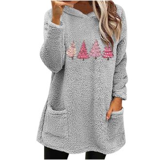 Generic Womens Comfy Hoodies Soft Hooded Winter Warm Tops Womens Double Velvet Autumn And Winter Large Profile Long Sleeved Casual Warm Long Sleeved Plush Swe