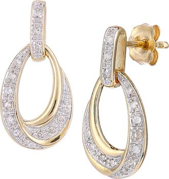 Diamant L'éternel Womens 9ct Yellow Gold Diamond Teardrop Design Earrings - One Size
