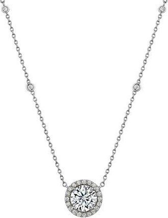 House of Frosted Moissanite Pendant Necklace in White Gold at Nordstrom Rack, Size 16