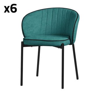 ML Design 6x Sillas de comedor turquesa oscuro con funda de tela y respaldo