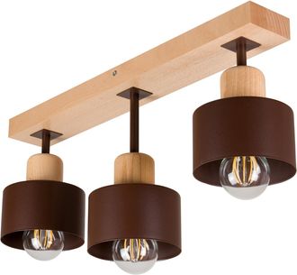 OEM L&aacute;mpara De Techo Marr&oacute;n De Madera Y Metal De Estilo Escandinavo, 3xe27, Iluminaci&oacute;n Led Moderna Para Sal&oacute;n, Cocina, Dormitorio, Habitaci&oacute;n Infantil, L