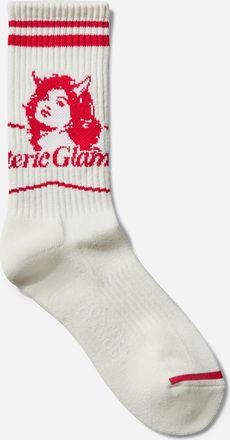 Hysteric Glamour 2Tone Devil Woman Sports Socks White