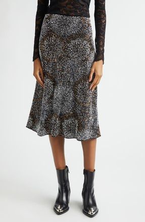 Paco Rabanne Firework Embellished Crepe Midi Skirt in Black at Nordstrom, Size 8 Us