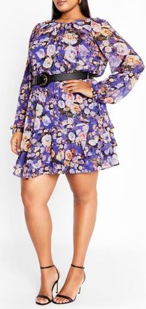 City Chic Charlee Floral Belted Dress in Rose at Nordstrom, Size Xxl