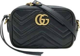 Gucci Pre-owned Cross Body Bags, female, Black, Size: ONE SIZE Pre-owned Leather Crossbody Bag