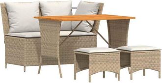 vidaXL Set De Comedor Jard&iacute;n Con Cojines 4 Pzas Rat&aacute;n Sint&eacute;tico Beige Vidaxl