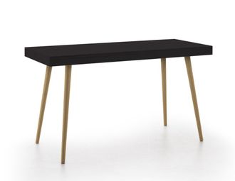 HOGAR 24 Escritorio de madera maciza natural, color negro y encerado