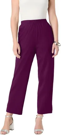 Roaman's Soft Knit Straight Leg Capri Pant in Dark Berry at Nordstrom, Size Medium