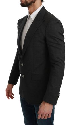 Dolce & Gabbana Mens Gray Napoli Slim Fit Jacket Wool Blazer Nylon Cashmere Elastane Clothing