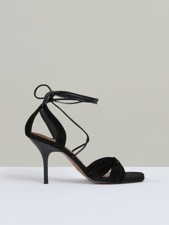Reiss Black Suede Strappy Heeled Sandals, 336