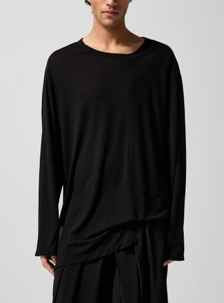 Yohji Yamamoto Mens Asymmetrical long-sleeve T-Shirt Shirt