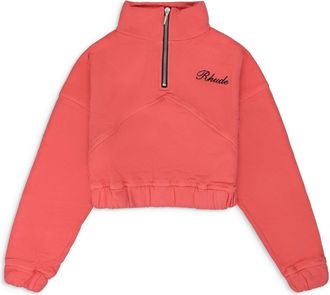 Rhude Pink Logo Cropped Quarter Zip Sweater