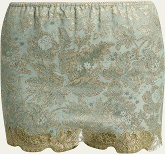 Saint Laurent Jacquard and Lace Baroque Mini Skirt