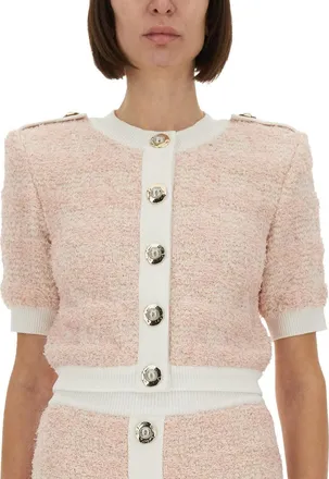 Balmain Tweed Cardigan - Pink