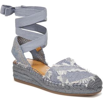 Franco Sarto Britney Sandal Womens Blue Wrap Around Ankle Espadrille RHS8347