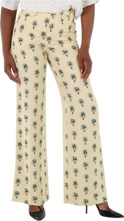 Chloé Ladies Soft Powder Crepe Floral Pants, Brand Size 40 (US Size 8)