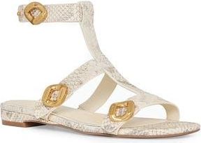 Rebecca Minkoff Snakeskin Embossed Ankle Strap Gladiator Sandal in Vanile at Nordstrom Rack, Size 8.5
