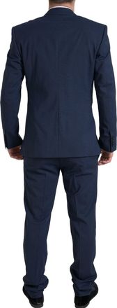 Dolce & Gabbana Mens Blue 2 Piece Single Breasted Sicilia Suit Polyester Wool Elastane