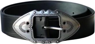 Isabel Marant Silver Buckle Black Leather Belt 85 Size M