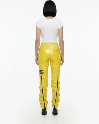 Dolce & Gabbana Glossy Polyester Trousers - Yellow