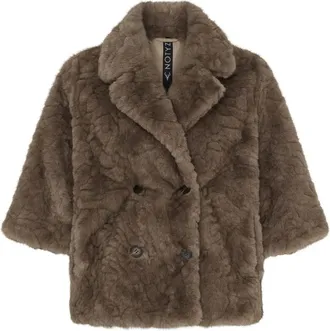 Notyz Notyz, Jassen, Dames, Beige, XL, Nepbont, Korte nepbontjas