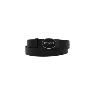 Twinset Accessoires, Dames, Zwart, M, Leer, Klassieke Riem
