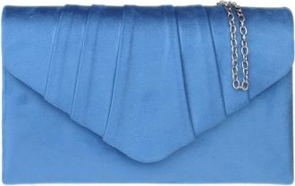 Girly HandBags Womens Faux Suede Pleated Clutch Bag Small Blue