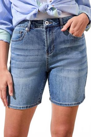 Tribal Audrey Girl Friend Classic Denim Shorts In Pebbleblue