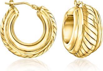 Ross-Simons Italian 18kt Gold Over Sterling Twisted Hoop Earrings
