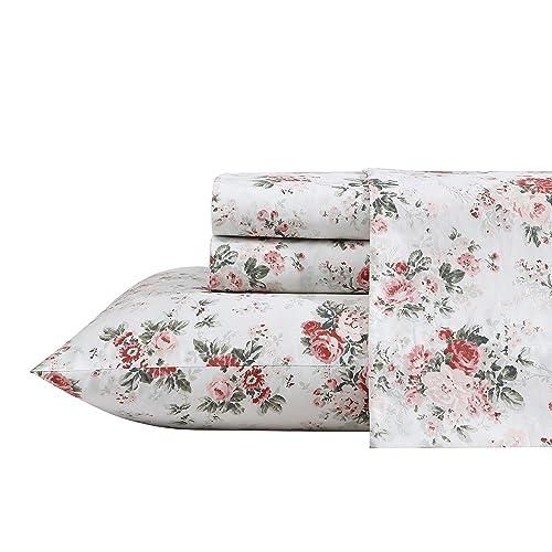 Parure De Lit Laura Ashley Morning Gloria - Grand Lit, 100% Coton, Imprimé Floral Rose/bleu/vert, Avec Sac Fourre-tout