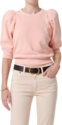 Citizens Of Humanity Puff Sleeve Cotton Blend Top in Melon Creme at Nordstrom, Size X-Small
