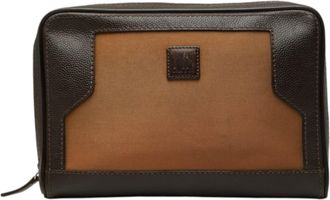 Dunhill Brown Canvas Leather Clutch Bag (Pre-Owned)