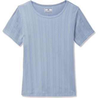Petite Plume Pima Cotton Pointelle T-Shirt in Blue at Nordstrom, Size X-Large